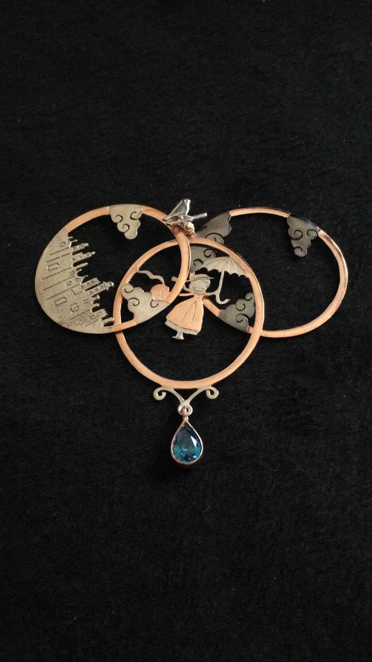 Mary Poppins Aquamarine Gemstone Rose Gold Handmade Custom Desing 925 Girl's Necklace That Chases Your Dreams Our necklace, which is completely handcrafted in 925 sterling silver, inspired by the movie Mary Poppins, represents the girlMary Poppins