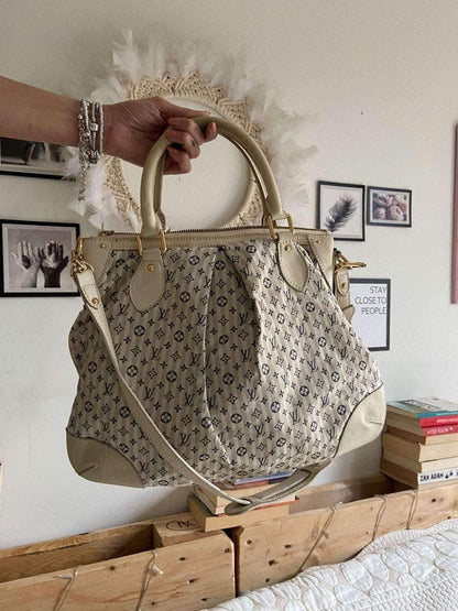 Authentic Louis Vuitton Blue/White Mini Lin Croisette Marina GM Tote Bag - Tracesilver
