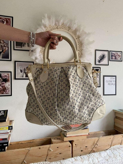 Authentic Louis Vuitton Blue/White Mini Lin Croisette Marina GM Tote Bag - Tracesilver