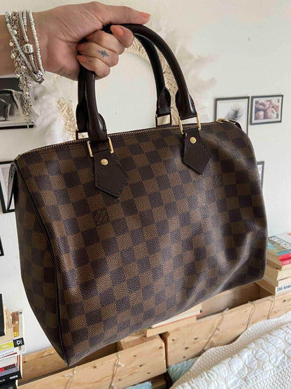 Authentic Louis Vuitton Damier Ebene Speedy 30 Bag - Tracesilver