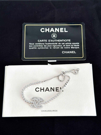 Exquisite 925 Sterling Silver Chanel Bracelet with Brilliant White Zircon Stone - Timeless Elegance