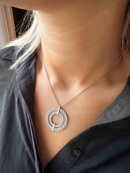 925 Sterling Silver Tiffany & Co Gold Planet Zircon Stone Luxury Necklace - Tracesilver
