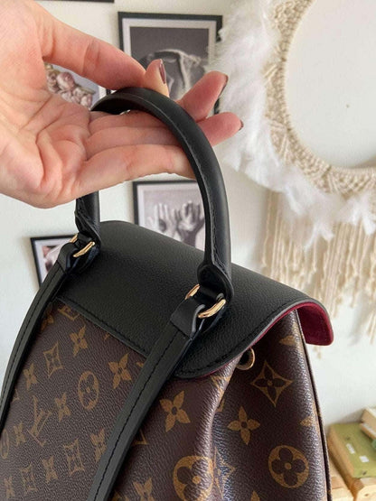 Louis Vuitton Monogram MONTSOURIS Backpack brown monogram canvas with black leather handle luxury bag