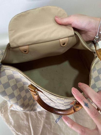 Authentic Louis Vuitton Damier Azur Speedy 35 Bag - Tracesilver