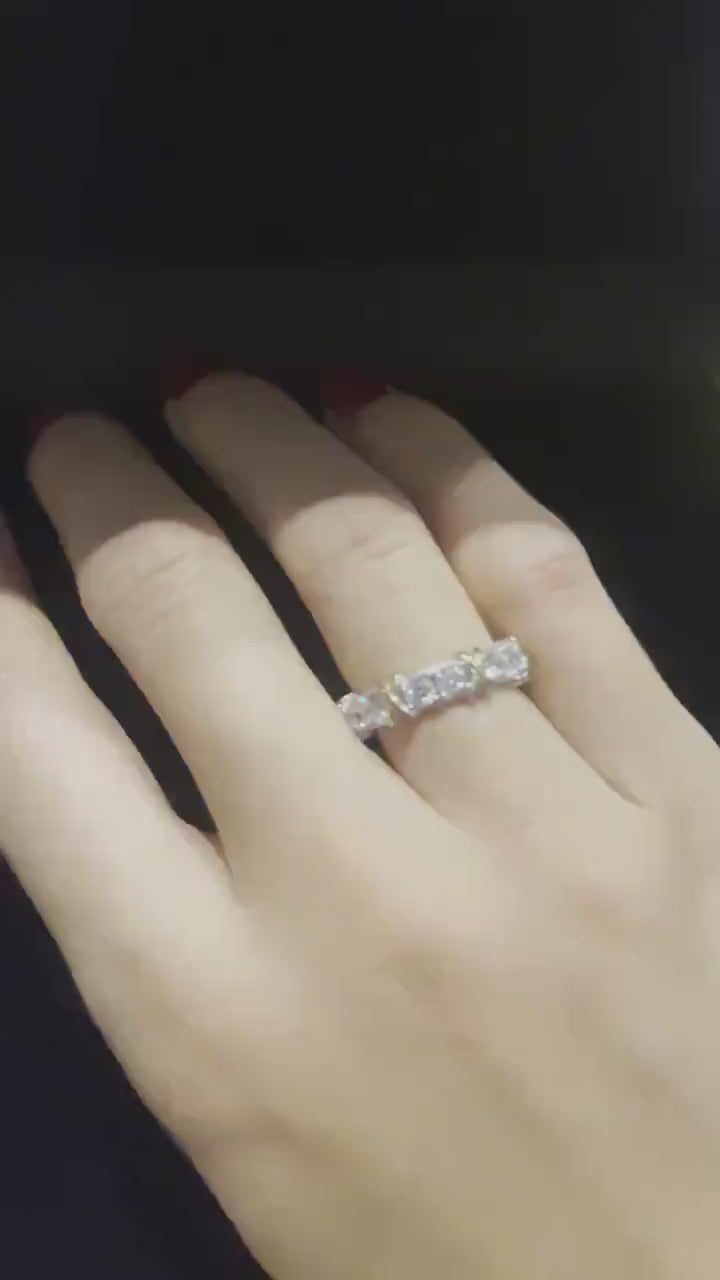 Tiffany & Co 925 Sterling Silver First Quality Zircon Stone Baguette Cut Authentic Ring