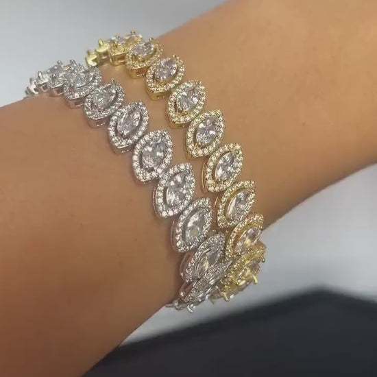 Diamond Drop cut 925 Sterling Silver Madagascar Zircon Stone Bracelet,Silver Zircon Stone Bracelet,Gold Plated Zircon Stone Bracelet,