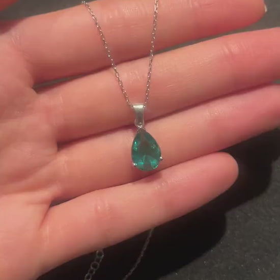 Emerald 925 Sterling Silver Necklace | Green Emerald |Natural Stone Necklace |