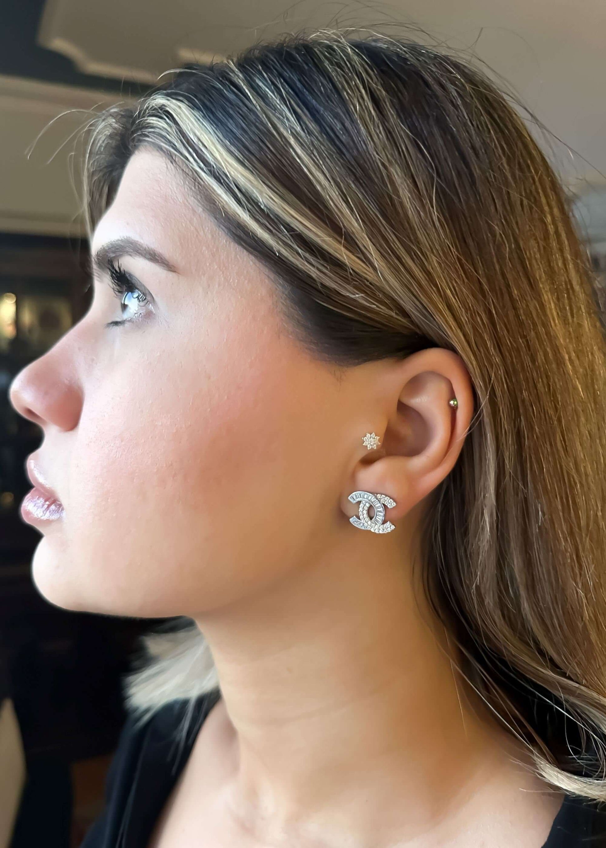 925 Sterling Silver Chanel First Quality Vintage Earrings