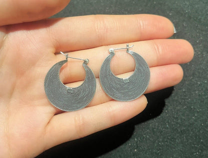 925 Sterling Silver Filigree Handmade Earring | Handmade Filigree | Hoop Silver Earrings | Traditional Handmade Silver Earrings |Silver gift - Tracesilver