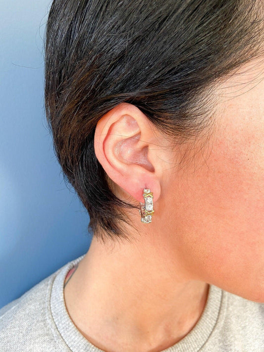 925 Sterling Silver First Quality Zircon Stone Baguette Cut 22K Gold Planet Tiffany & Co Earrings For Women - Tracesilver