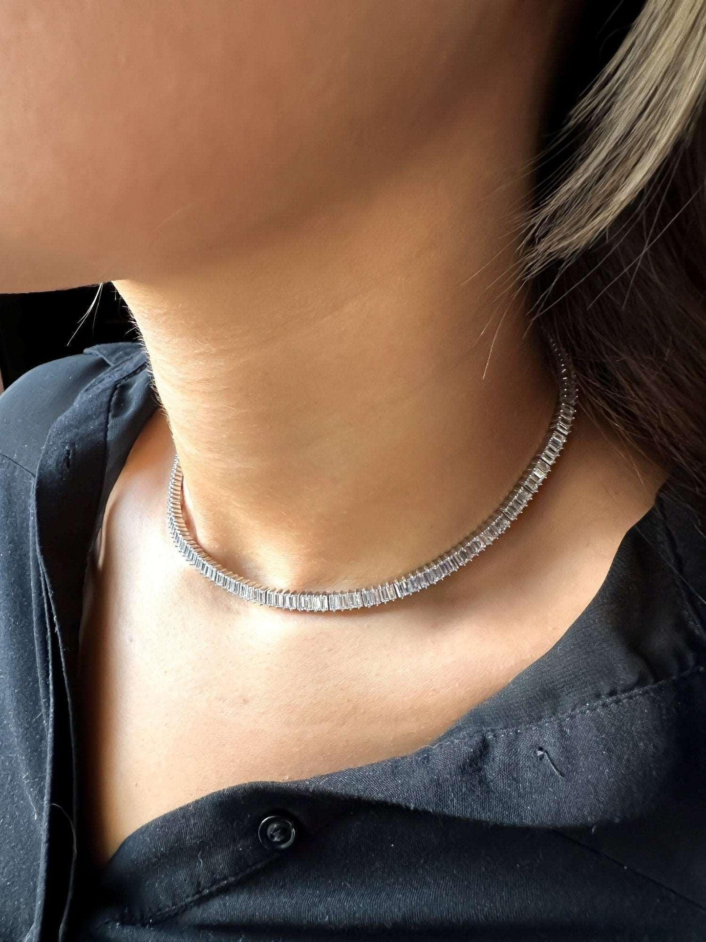 925 Sterling Silver First Quality Zircon Stone Necklace - Tracesilver