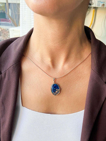 Butterfly Necklace Blue Abalone Gemstone  925 Sterling Silver Pendant,925 sterling sterling silver and complety Handmade, decorated with abalone shell stone and produced by our masters. Inspired by Butterfly theme, we combine it with aButterfly Necklace