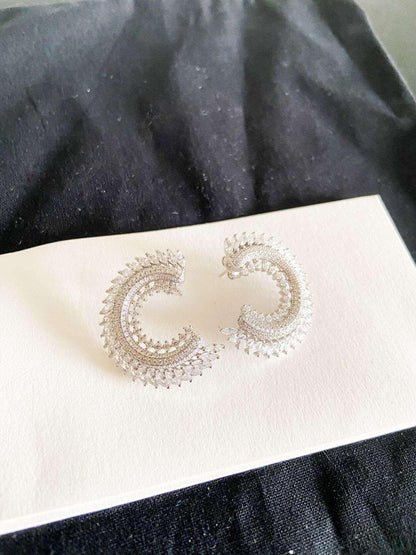 CC Silver Stud Earrings, 925 Sterling Silver CC Baguette Earrings, HanCC Silver Earrings Adorned with premium quality stones. These earrings, which are made of first quality using special zircon stones brought from Italy, are designed CC Silver Stud Earrings