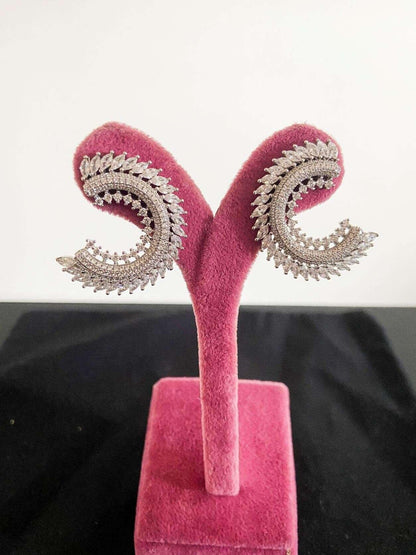 CC Silver Stud Earrings, 925 Sterling Silver CC Baguette Earrings, HanCC Silver Earrings Adorned with premium quality stones. These earrings, which are made of first quality using special zircon stones brought from Italy, are designed CC Silver Stud Earrings