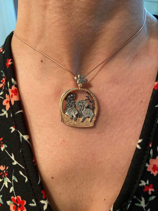 Dog Family Moving Pendant, Dog Jewelry Custom Desing Necklaces, HandmaOur animated dog family necklace is designed with 925 sterling silver and hand workmanship. Rose gold and silver color are mixed. It belongs to our brand as a differDog Family Moving Pendant