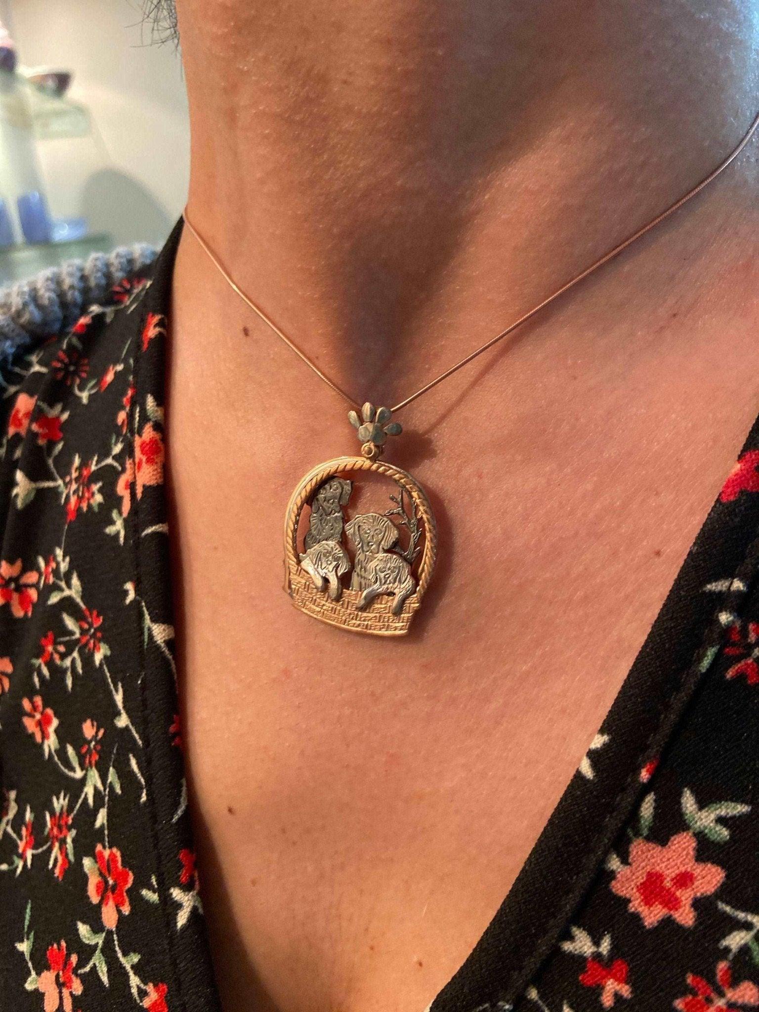 Dog Family Moving Pendant, Dog Jewelry Custom Desing Necklaces, HandmaOur animated dog family necklace is designed with 925 sterling silver and hand workmanship. Rose gold and silver color are mixed. It belongs to our brand as a differDog Family Moving Pendant