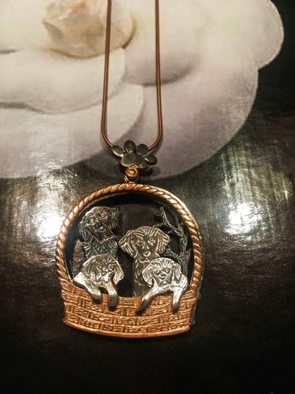 Dog Family Moving Pendant, Dog Jewelry Custom Desing Necklaces, HandmaOur animated dog family necklace is designed with 925 sterling silver and hand workmanship. Rose gold and silver color are mixed. It belongs to our brand as a differDog Family Moving Pendant