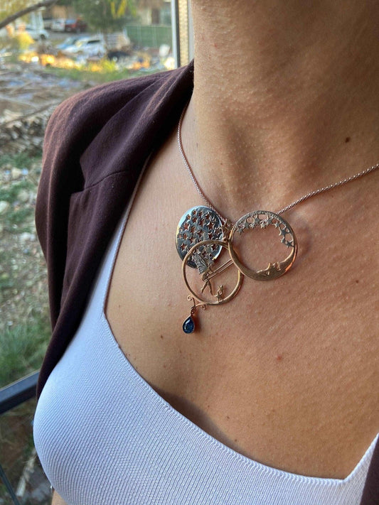 Fairy Desing Necklace 925 Sterling Silver Blue Zircon Stone Fairy PendIt is handcrafted with 925 sterling silver, and the fact that it can be opened makes it 3-dimensional and this design is unique to our brand. We have presented our dFairy Desing Necklace