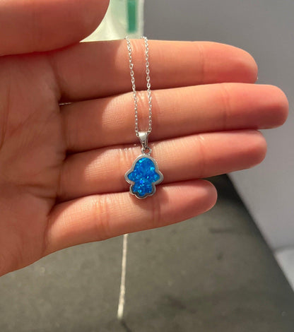 Fatıma's Mother 925 Silver Necklace | Fatıma's Hands |Good Vibes |Protecting| Blue Necklace| Handmade 925 Sterling Silver| Energy Necklace | - Tracesilver
