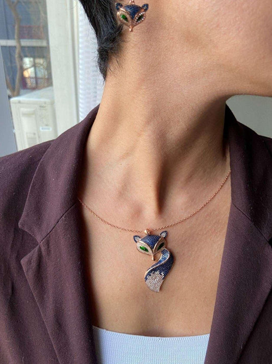 Fox Necklace Animal Jewelry Necklace For Women, Fox Pendant For Her, GOur 925 sterling silver fox necklace are a design belonging to our brand. They are designed and produced by our masters with zircon stones and are completely handcraFox Necklace