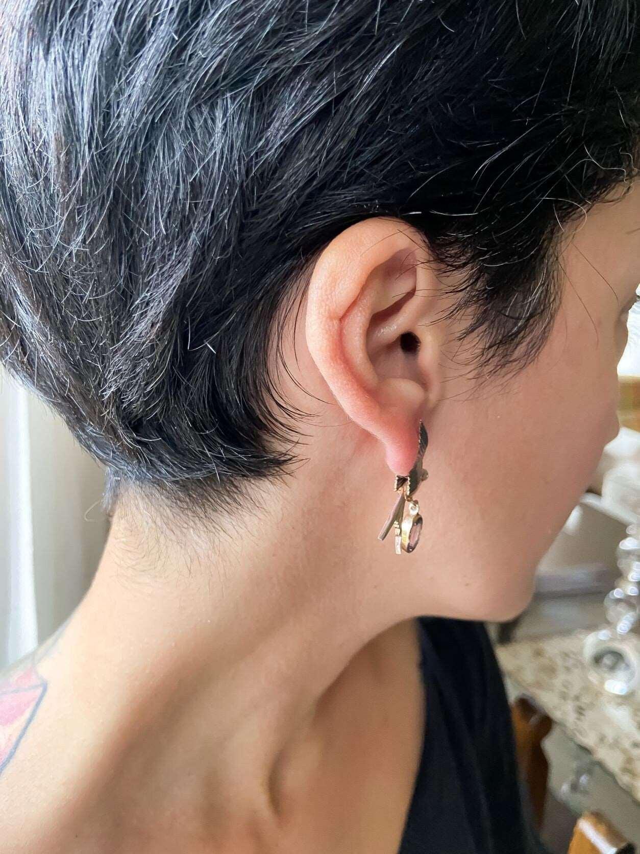 Handmade Amethyst Bird Stud Earrings, 925 Sterling Silver Swallow BirdAmethyst Stone Our sparrow bird designs were designed by our design team. It is completely handcrafted by our craftsmen. They are movable wings whose wings can be usHandmade Amethyst Bird Earrings