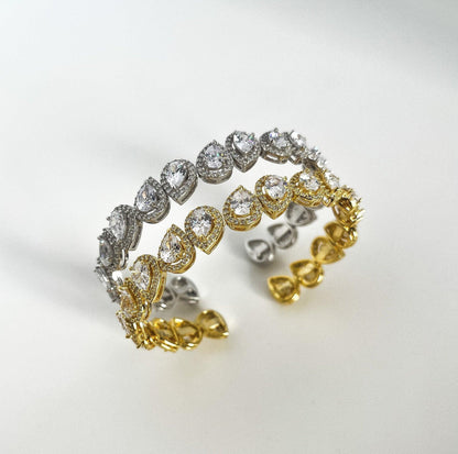 Diamond Drop Cut 925 Silver Gold Plated Bracelet Madagascar Full Zircon Stone Super Shiny Diamond Design 925 Silver Bracelet , Gold Plated - Tracesilver