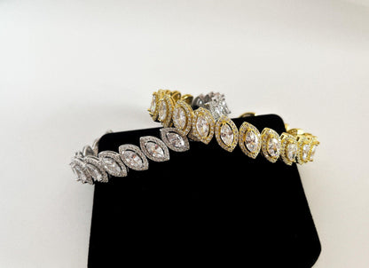 Diamond Drop cut 925 Sterling Silver Madagascar Zircon Stone Bracelet,Silver Zircon Stone Bracelet,Gold Plated Zircon Stone Bracelet, - Tracesilver