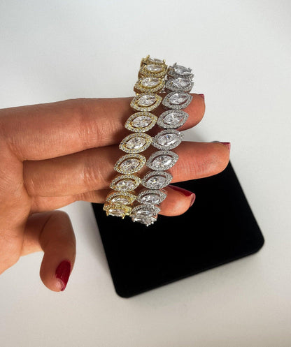 Diamond Drop cut 925 Sterling Silver Madagascar Zircon Stone Bracelet,Silver Zircon Stone Bracelet,Gold Plated Zircon Stone Bracelet, - Tracesilver