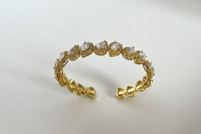Diamond Drop Cut 925 Silver Gold Plated Bracelet Madagascar Full Zircon Stone Super Shiny Diamond Design 925 Silver Bracelet , Gold Plated - Tracesilver