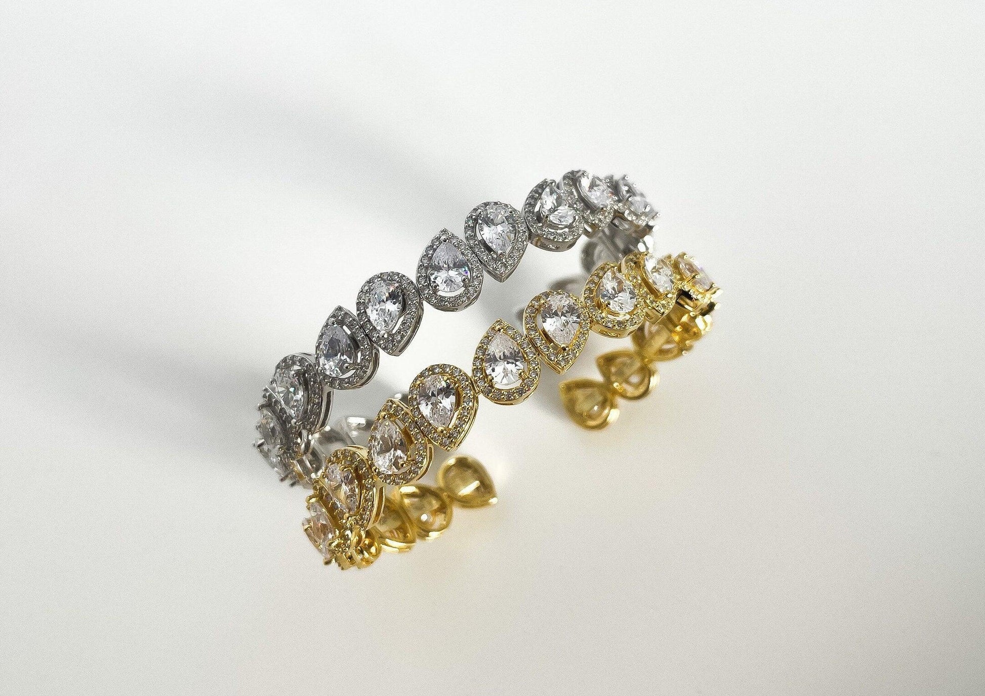 Diamond Drop Cut 925 Sterling Silver Madagascar Zircon Covered Bracelet,Super Shiny Drop Cut Handmade 925 Sterling Silver Bracelet - Tracesilver