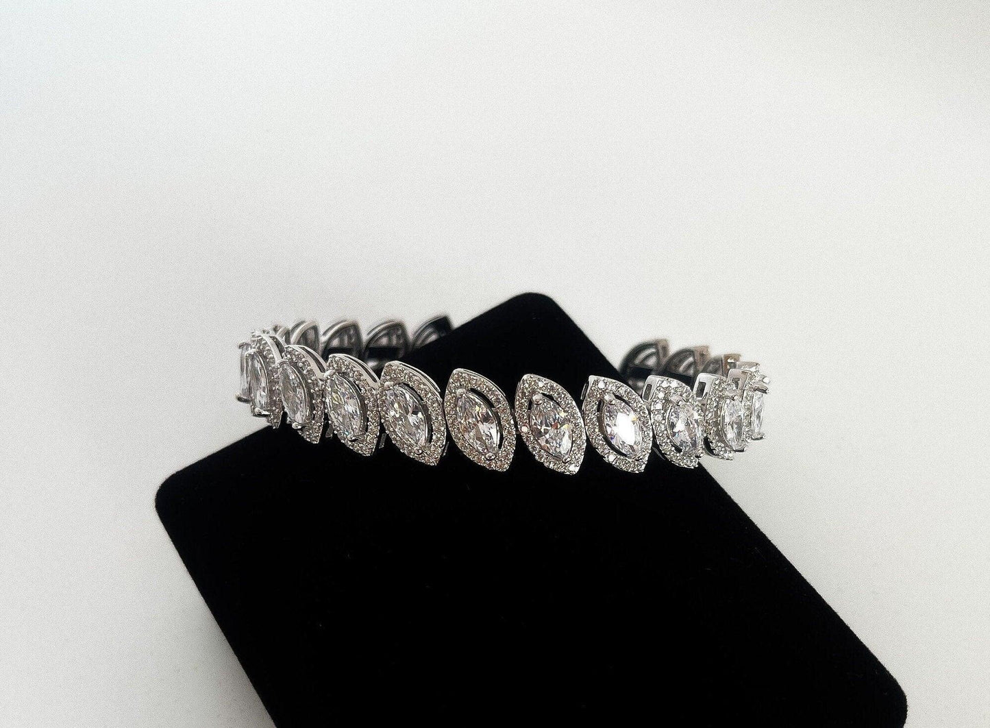 Diamond Drop cut 925 Sterling Silver Madagascar Zircon Stone Bracelet,Silver Zircon Stone Bracelet,Gold Plated Zircon Stone Bracelet, - Tracesilver