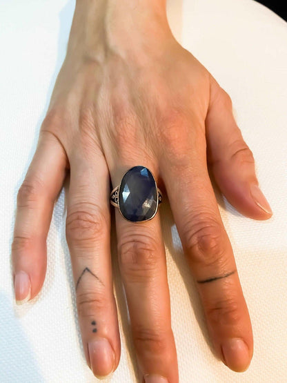 Kyanite Gemstone Natural Stone Jewelry 925 Sterling Silver Custom DesiNatural Kyanite stone desing women's ring made with 925 sterling hand workmanship.it is completely handcrafted and design. Stone cutting and all our equipment used aKyanite Gemstone