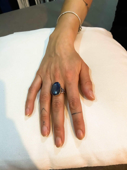 Kyanite Gemstone Natural Stone Jewelry 925 Sterling Silver Custom DesiNatural Kyanite stone desing women's ring made with 925 sterling hand workmanship.it is completely handcrafted and design. Stone cutting and all our equipment used aKyanite Gemstone