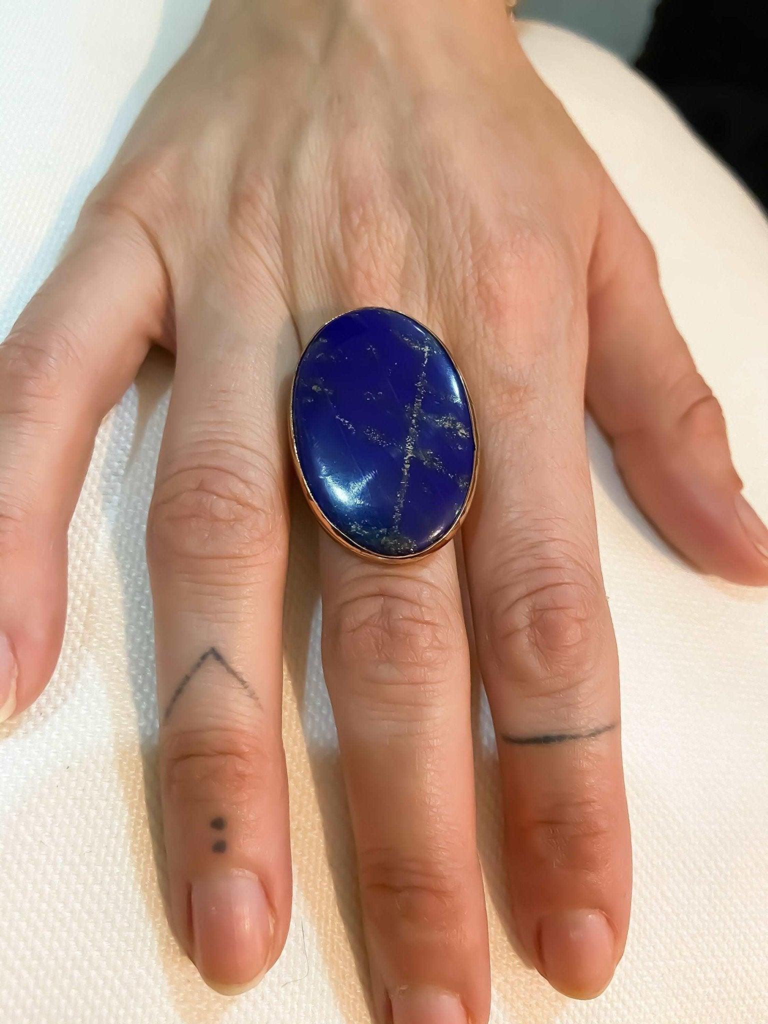 Lapis Lazuli 925 Sterling Silver Handmade Jewelry For Women Ring,LapisNatural lapis lazuli stone desing women's ring made with 925 sterling hand workmanship.it is completely handcrafted and design. Stone cutting and all our equipment uLapis Lazuli
