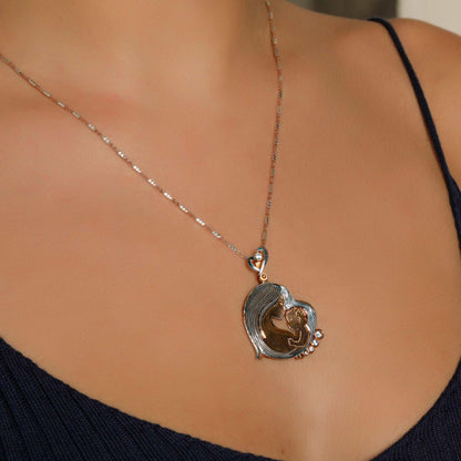 Mother And Son Unique Desing Necklace, Mom and Son Handmade Jewelry 92It represents the endless love of the mother and child as a design.Our product, which is designed by us, was produced by our masters in 925 sterling sterling silver Mother And Son Necklace