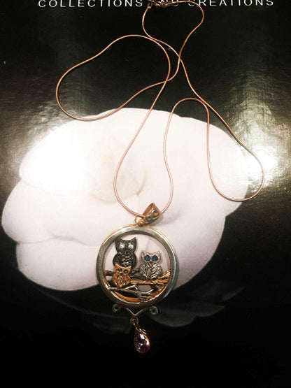 Moving Owl Amethyst Stone Pendant, Custom Desing Handmade Rose Gold OwIts design and craftsmanship are a very special and beloved piece of ours. Its opening makes it 3-dimensional.Our stone under the owl is amethyst.
eyes are emerald aMoving Owl Amethyst Stone Pendant