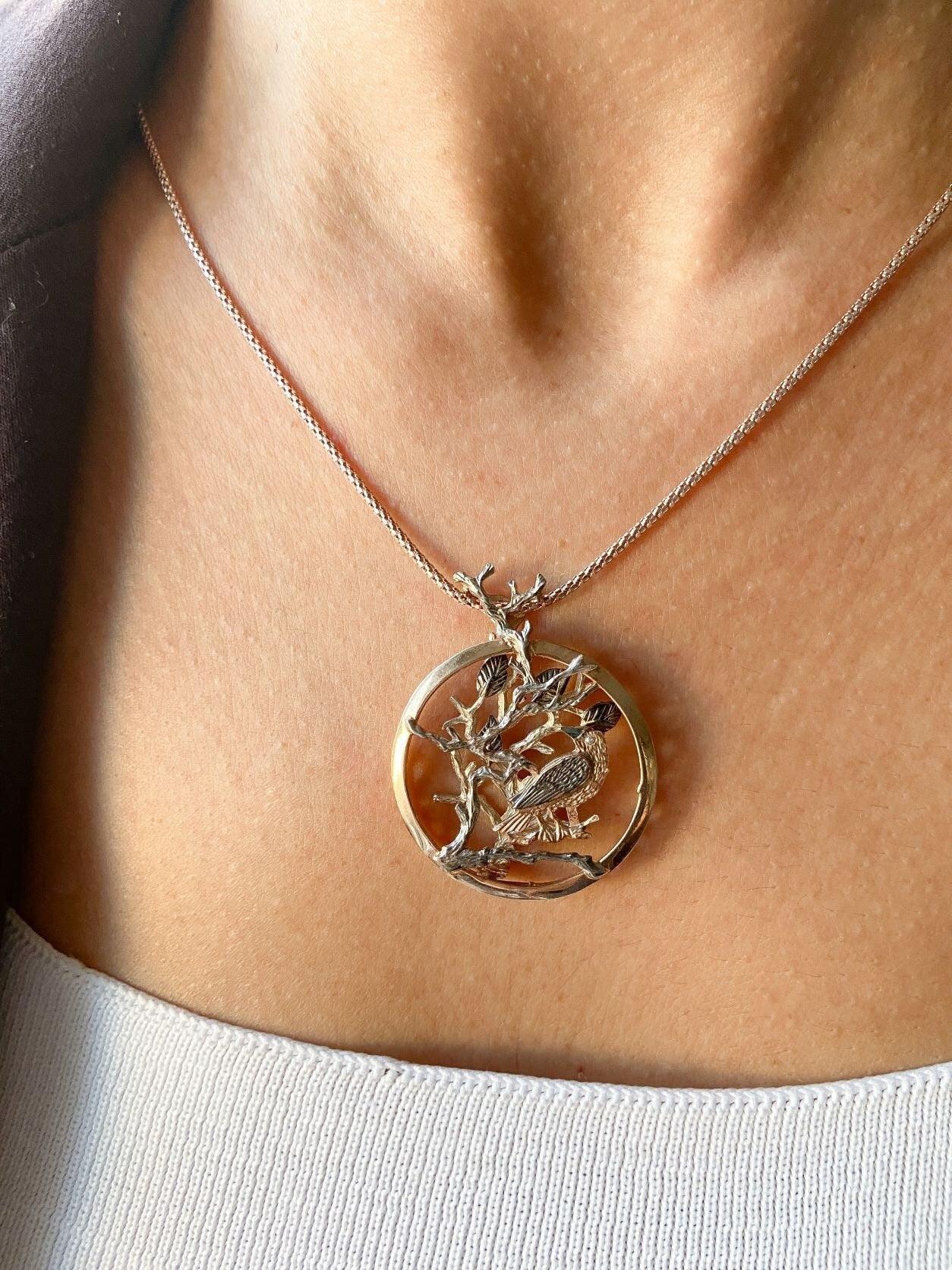 Rose Gold Silver Owl Pendant, Custom Desing Handmade Owl Necklace, AniIts design and craftsmanship are a very special and beloved piece of ours.
Our owl family necklace is animated design. Special for our customers who want to have a rRose Gold Silver Owl Pendant