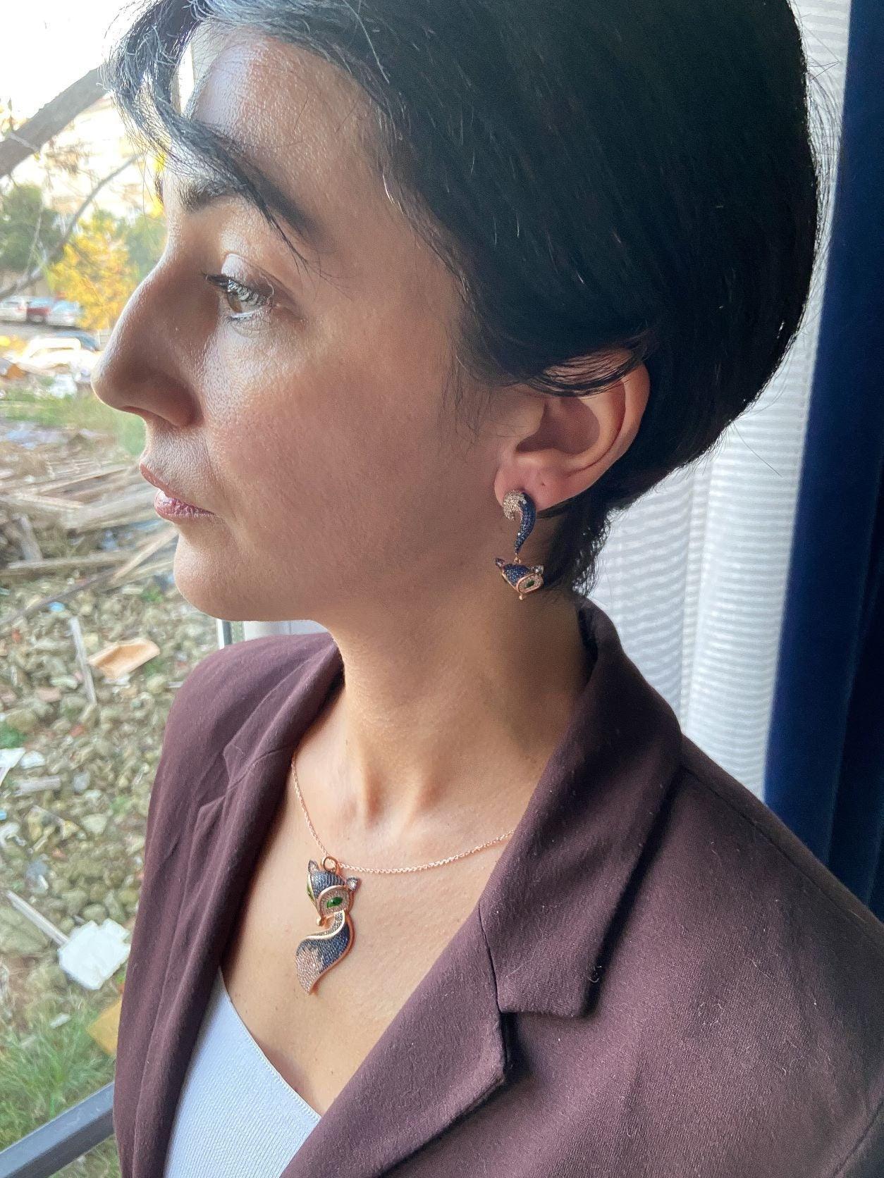Silver Fox Earrings, Animal Jewelry For Women, Fox Earrings Stud EarriOur 925 sterling silver fox earrings are a design belonging to our brand. They are designed and produced by our masters with zircon stones and are completely handcraSilver Fox Earrings
