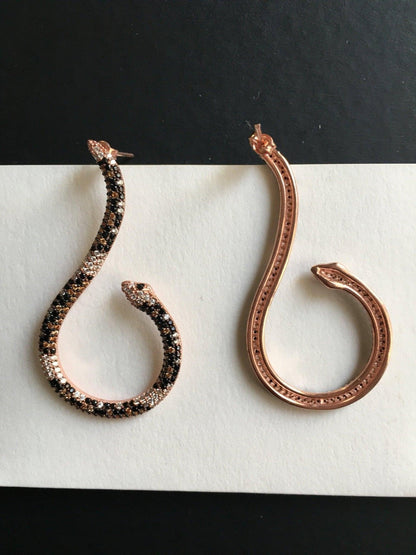 Snake Earrings 925 Sterling Silver Animal Earrings, Snake Lover Earrin925 Sterling Silver Snake Earrings For Women Handmade Accessory.It is completely a product of hand work and design.stones were handcrafted with special pencil work. Snake Earrings