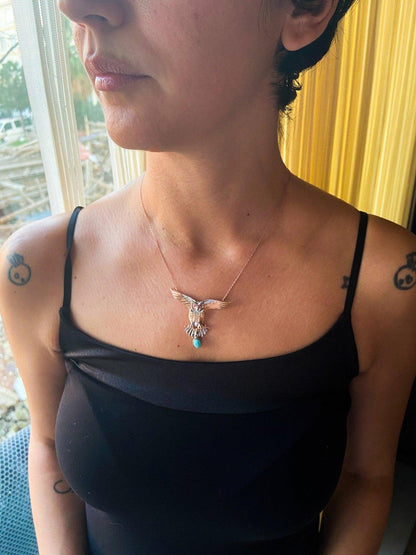 Turquoise Stone Owl Handmade Pendant, 925 Custom Desing Gemstone Owl, Turquoise Gemstone Our Owl is ​​925 sterling silver and it is completely handcrafted. The eyes you see on it are decorated with root ruby.the bottom stone is the turTurquoise Stone Owl